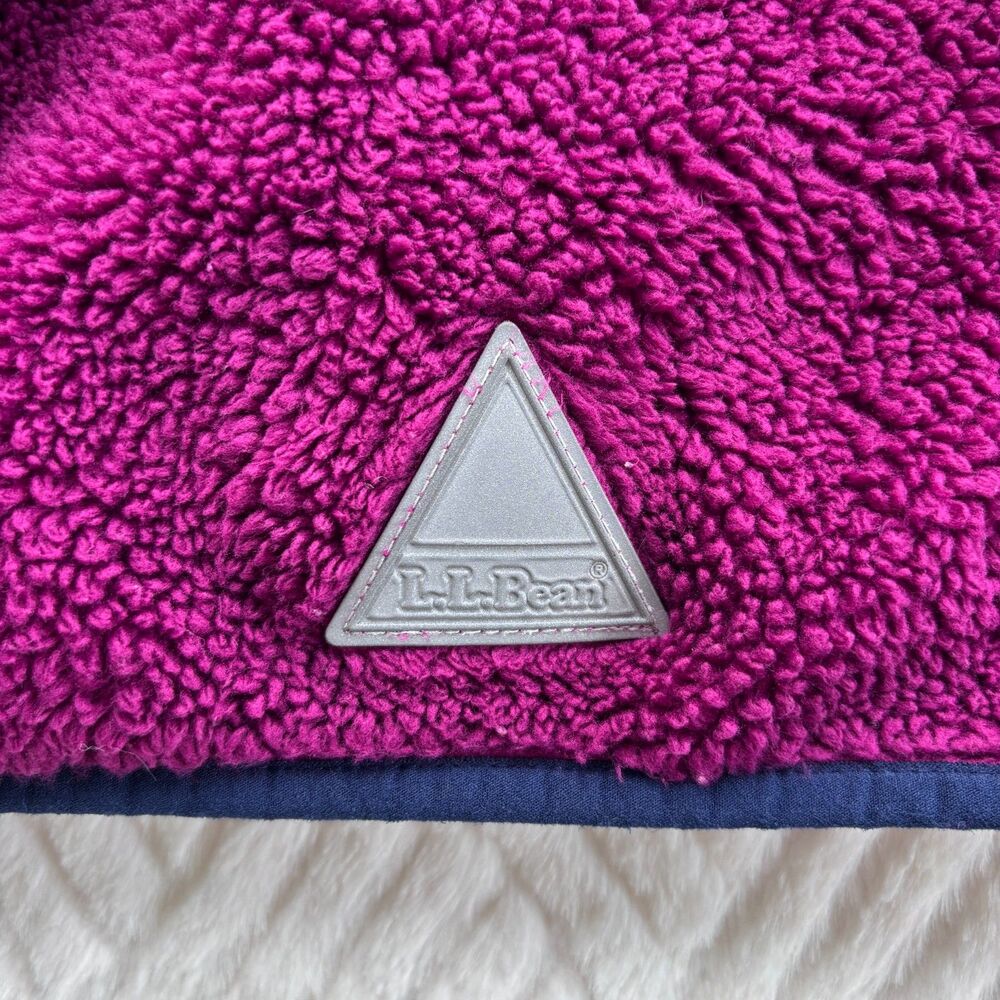 L.L. Bean Baby 6-12M Hi-Pile Fleece Bear Ear Hooded Jacket Cozy Magenta Purple - Picture 5 of 9